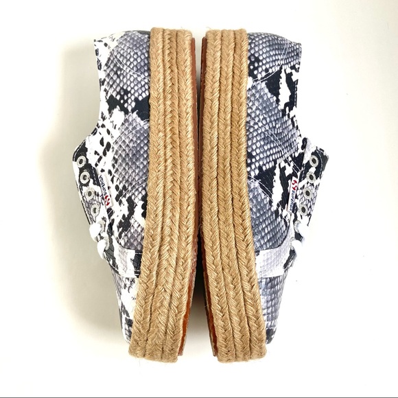 Brand New✨Superga Pufanropew Black & White Snakeskin Espadrille Sneakers - Picture 4 of 10